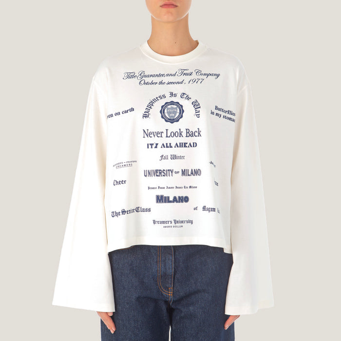Women's Msgm Long Text Graphic Print T-shirt White