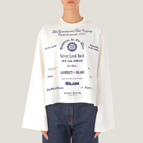Women's Msgm Long Text Graphic Print T-shirt White