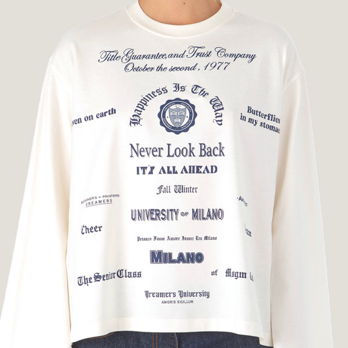 Women's Msgm Long Text Graphic Print T-shirt White