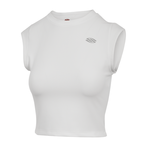 Front view of Women's Pro Line cap-sleeve pickleball fitted tee showcasing fitted silhouette and short cap sleeves on white background