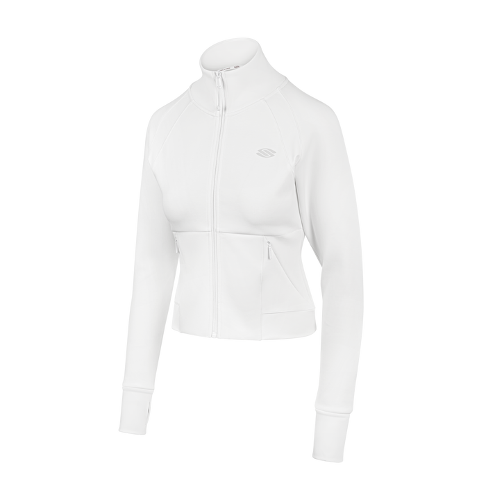Selkirk pickleball Chalk Women's Pro Line Full Zip-Up Cropped Jacket, cropped style, mid-to-heavy weight fabric, athletic fit