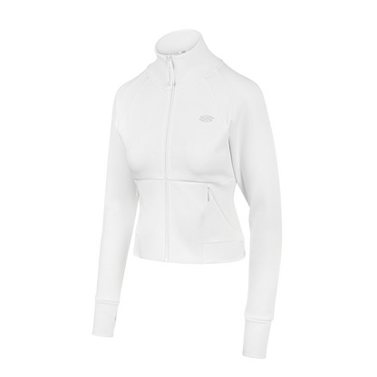 Selkirk pickleball Chalk Women's Pro Line Full Zip-Up Cropped Jacket, cropped style, mid-to-heavy weight fabric, athletic fit
