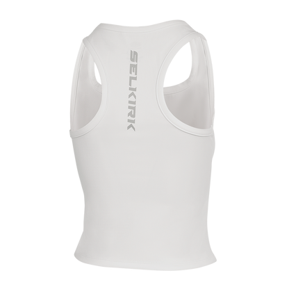 Selkirk pickleball women's tank top in blue, green, and white.