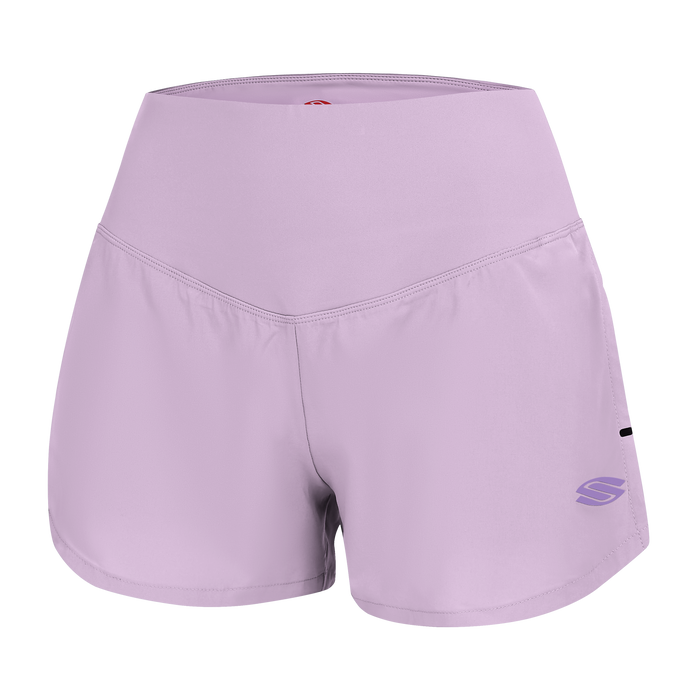 Lavender Women's Pro Line Woven Pickleball Shorts with a comfortable waistband and lightweight fabric