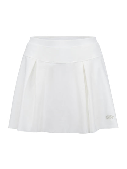 Front view of Women’s Pro Line Woven Pickleball Skirt showcasing two pleats and a white outer layer on a white background