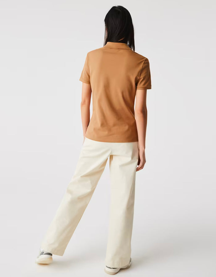 Women's Slim Fit Stretch Cotton Piqué Polo Beige