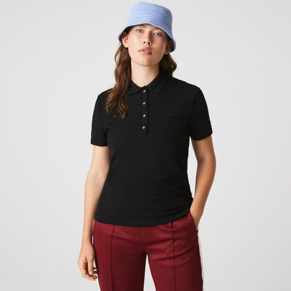 Women's Slim Fit Stretch Cotton Piqué Polo Black