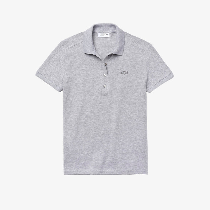 Women's Slim Fit Stretch Cotton Piqué Polo Silver Chine