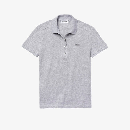 Women's Slim Fit Stretch Cotton Piqué Polo Silver Chine
