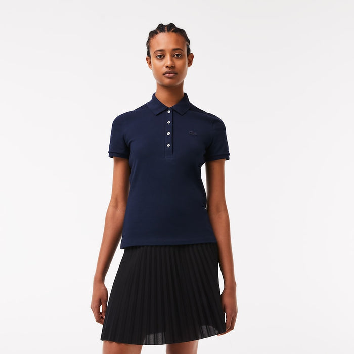 WOMEN'S STRETCH COTTON PIQUE POLO NAVY BLUE