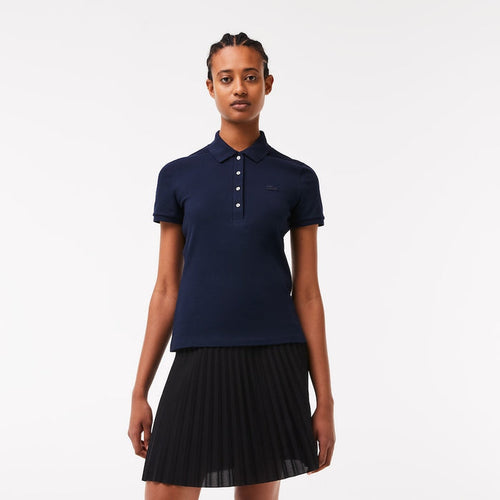WOMEN'S STRETCH COTTON PIQUE POLO NAVY BLUE