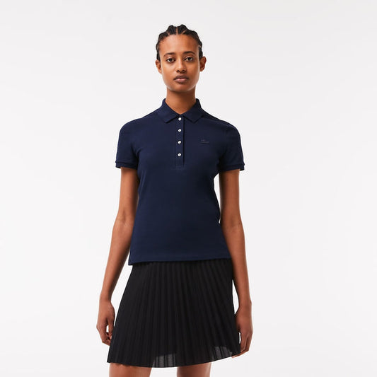 WOMEN'S STRETCH COTTON PIQUE POLO NAVY BLUE