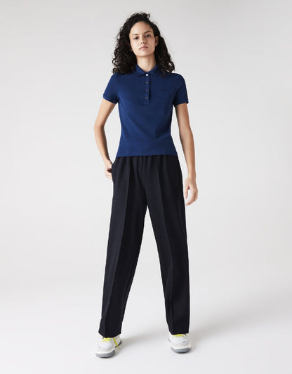 WOMEN'S STRETCH COTTON PIQUE POLO NAVY BLUE