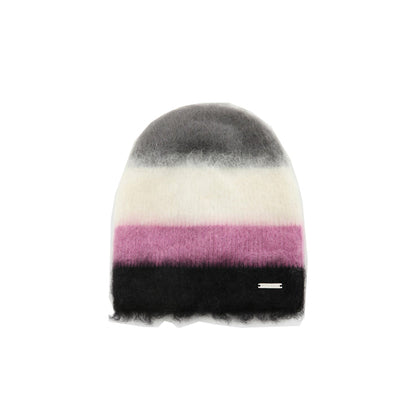WOOL AND MOHAIR BLEND STRIPED HAT BLUEBERRY
