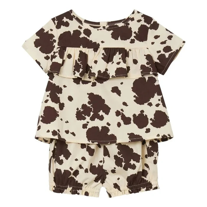 Wrangler Cream and Brown Cow Print Short Sleeve Set *CLOSEOUT*