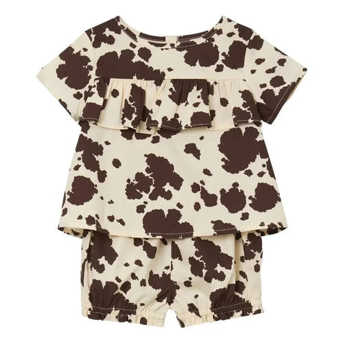 Wrangler Cream and Brown Cow Print Short Sleeve Set *CLOSEOUT*