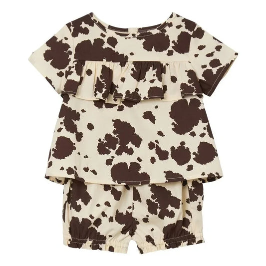 Wrangler Cream and Brown Cow Print Short Sleeve Set *CLOSEOUT*