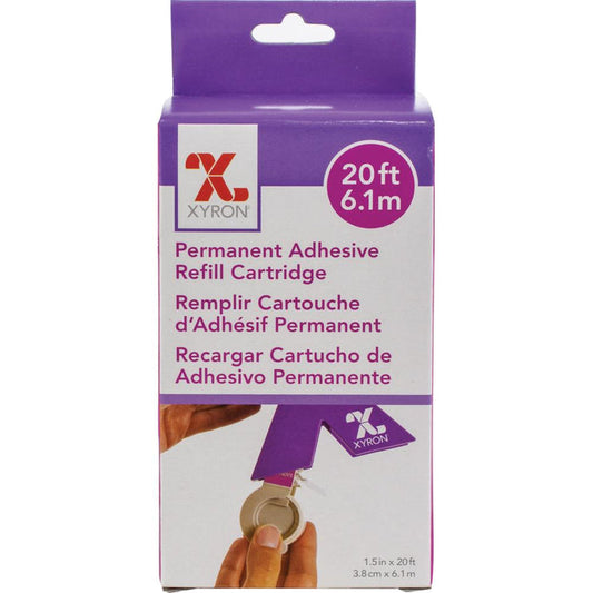 Xyron - 150 Refill Cartridge 1.5"X20' Permanent. This package contains 20 feet of 1-1/2in wide permanent adhesive. Imported. Available at Embellish Away located in Bowmanville Ontario Canada.