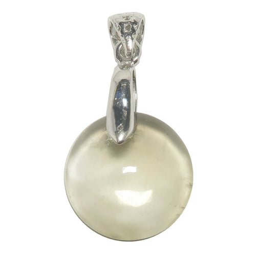 yellow quartz round stone on silver pendant