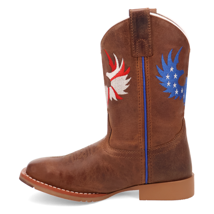 Dan Post Children's Freedom Flight Leather Boot side view showing piping and stitching