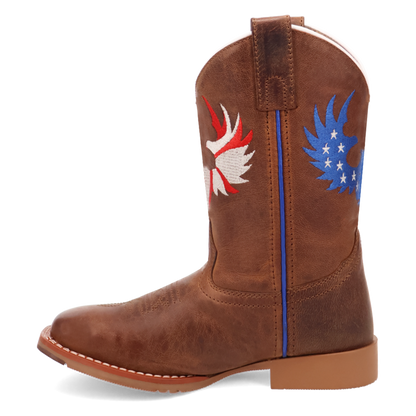 Dan Post Children's Freedom Flight Leather Boot side view showing piping and stitching