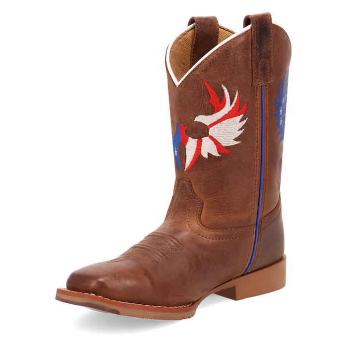 Dan Post Children's Freedom Flight Leather Boot Front view showing piping and stitching