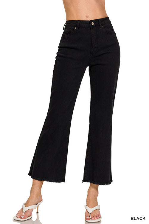 Zenana Acid Wash High Wasted Pants 27" inseam