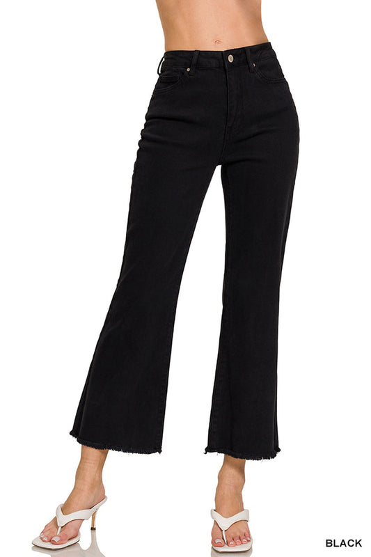 Zenana Acid Wash High Wasted Pants 27" inseam