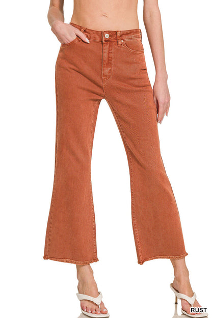 Zenana Acid Wash High Wasted Pants 27" inseam