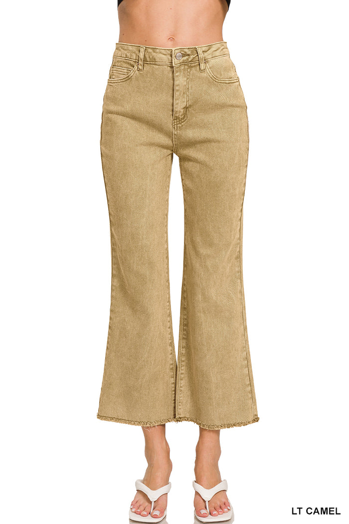 Zenana Acid Wash High Wasted Pants 27" inseam